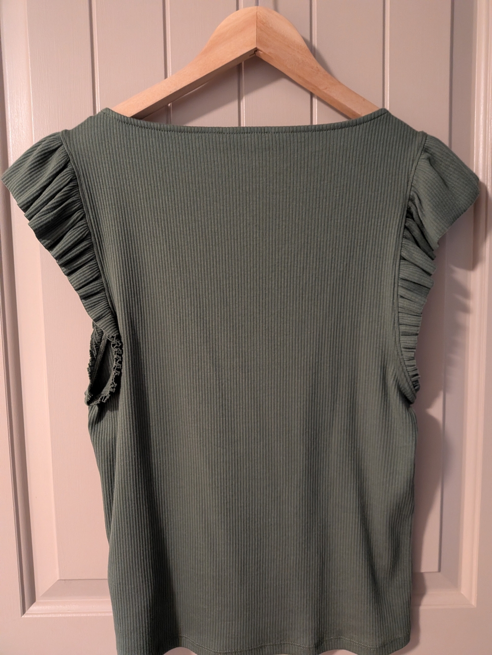 J.Crew Olive Green Ribbed Ruffle-Sleeve Tank - Picture 4 of 4